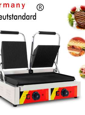 商用电热压板扒炉双板帕尼尼机条纹煎牛排压汉堡三明治机np692