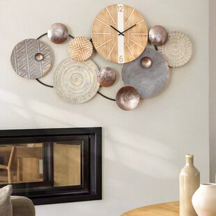 时钟艺术挂件挂钟墙面餐厅客厅沙发背景墙装饰钟表木质北欧风创意