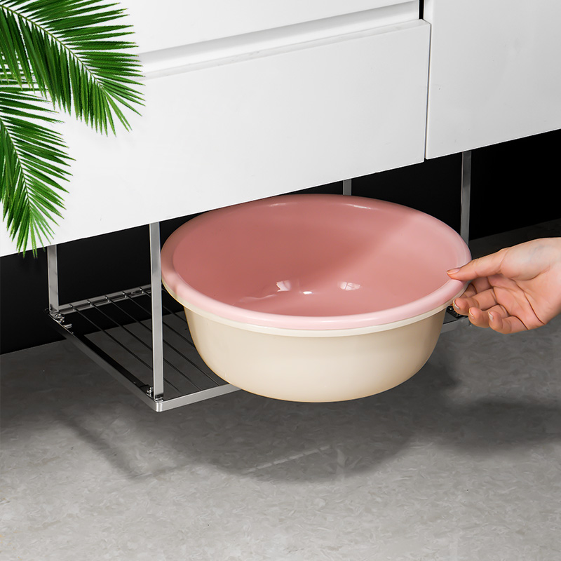 卫生间脸盆收纳架浴室不锈钢洗漱台底部放盆架厕R所柜下盆子置物