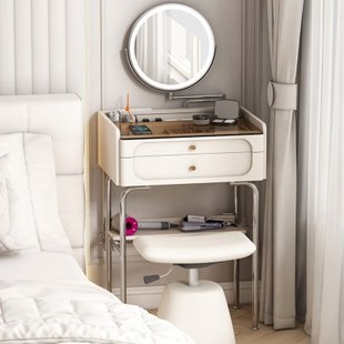奶油风化妆桌梳妆台小户型卧室50cm超窄化妆台40公分迷你70厘米长