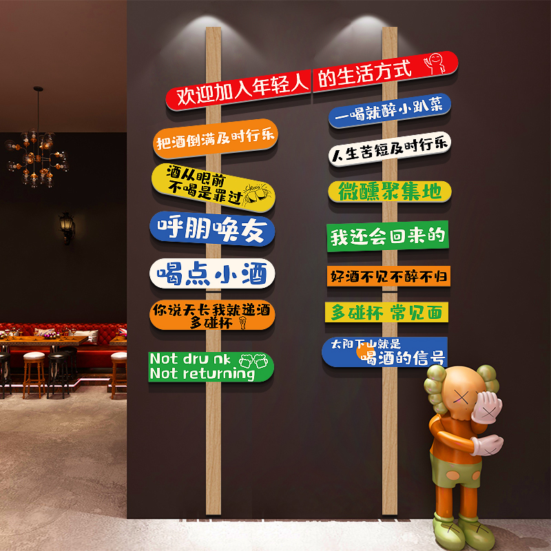 网红打卡指示路牌清m吧小酒馆装饰品场景布置工业风墙面烧烤店贴