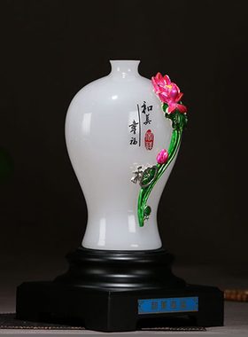 客厅家用创意花瓶摆件玉白电视柜品现代简约家居摆设装饰插花琉璃