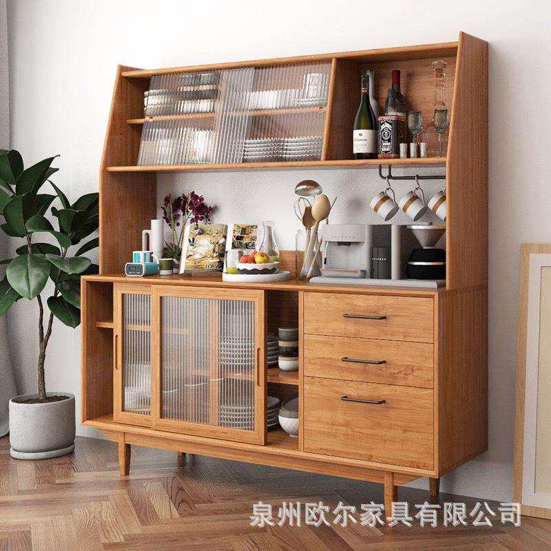 北欧实木餐边柜家用厨房一体靠墙储物柜多功能客厅餐厅茶水柜橱柜