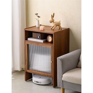 扫地机器人鱼缸架上方置物架实木可移动收纳柜电视边柜隐藏柜家用