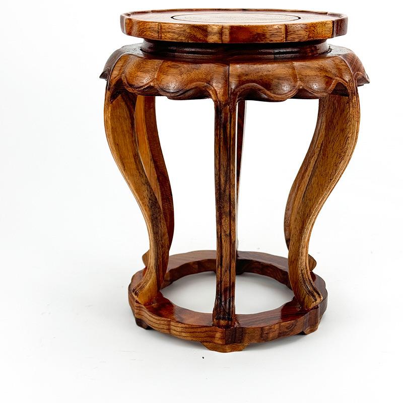 花梨木雕工艺品家居饰品摆件紫光檀海棠几花瓶底座实木紫砂壶底