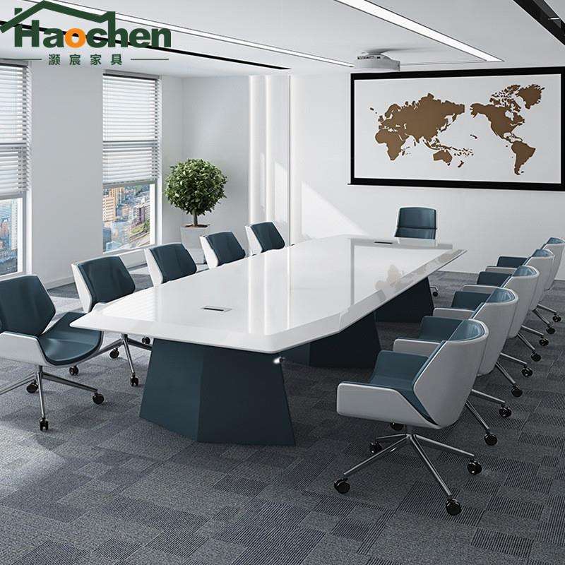 创意大型会议桌长桌简约后现代时尚开会桌洽谈桌会议室烤漆办公桌