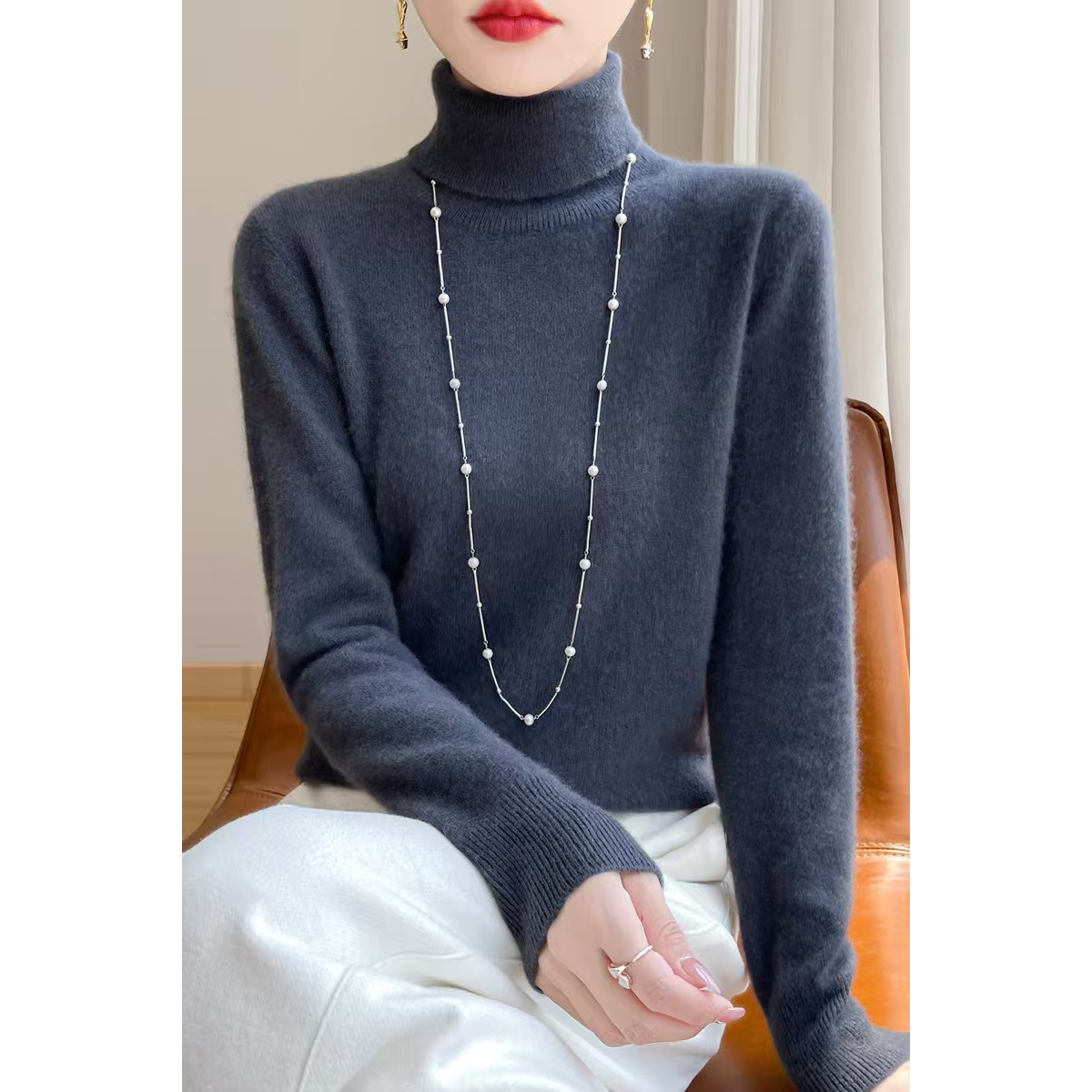 高领羊毛衫女100纯羊毛