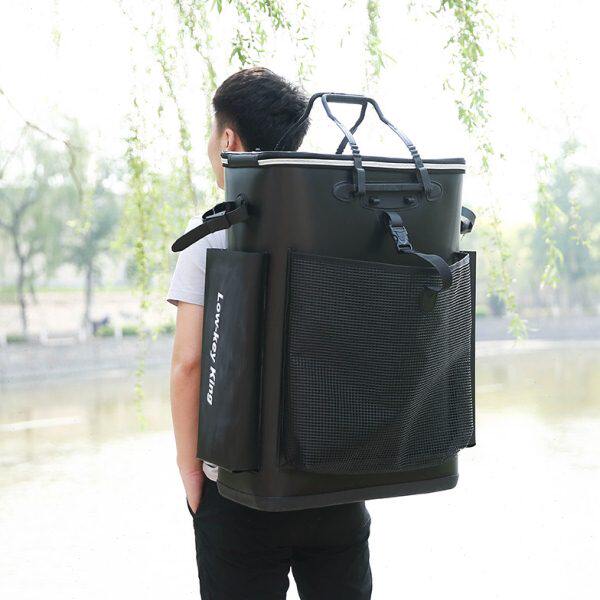 钓鱼背包双肩钓鱼桶渔具包加厚EVA防水硬壳加宽大容量鱼护钓椅包