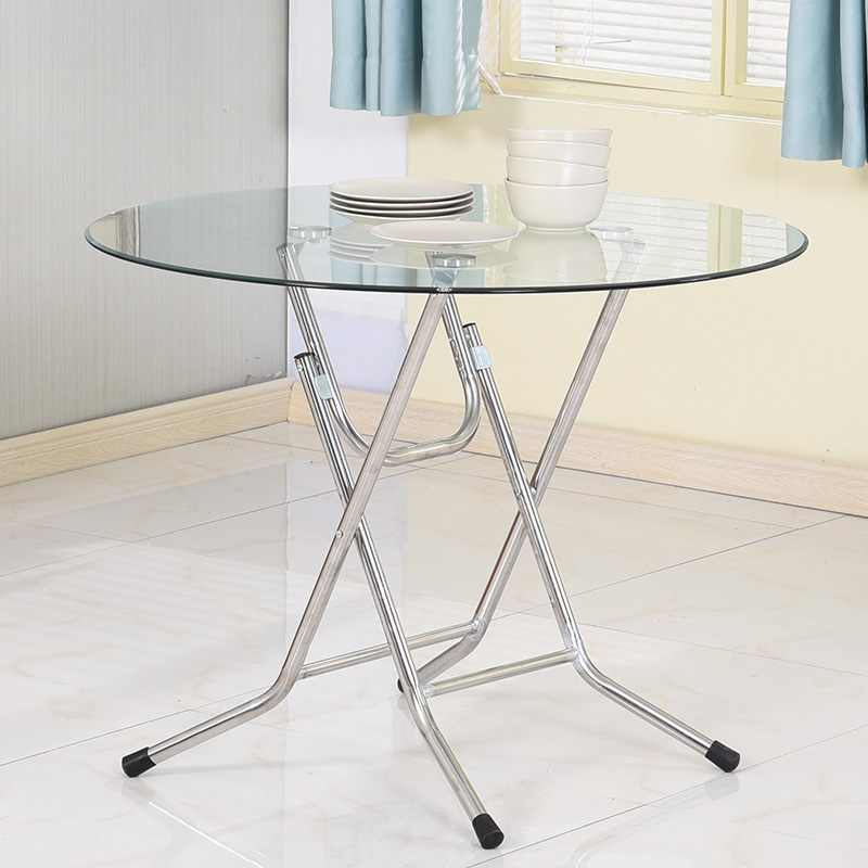 折叠桌餐桌小户型家用乡村户外夜市简易圆形正长方形Y钢化玻璃饭