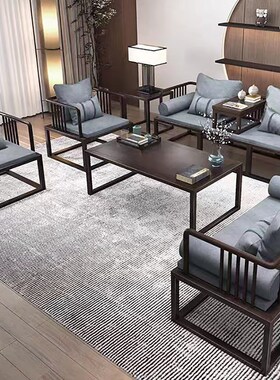 新中式沙发客厅轻奢铁q艺罗汉床酒店会所商务休闲洽谈小户型别墅