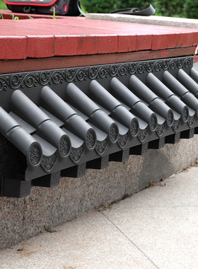 免架子立体仿古屋檐24cm中式一体复古塑料树脂Q瓦灰色墙面装饰挂