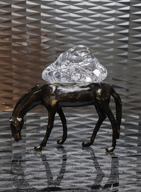 新中式金属马禅意摆件家居客厅样板房玄关酒柜S现代轻奢软装饰品