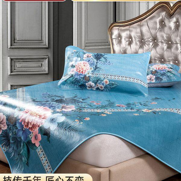 老席匠彩绘牛皮席加厚头层水牛皮凉席1.8m三件套1.5米真皮软席子