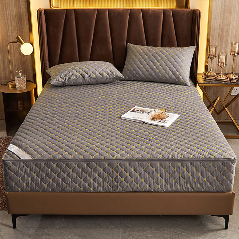 六面全包刺绣夹棉k床笠单件床罩席梦思床垫乳胶垫保护套拉链式防