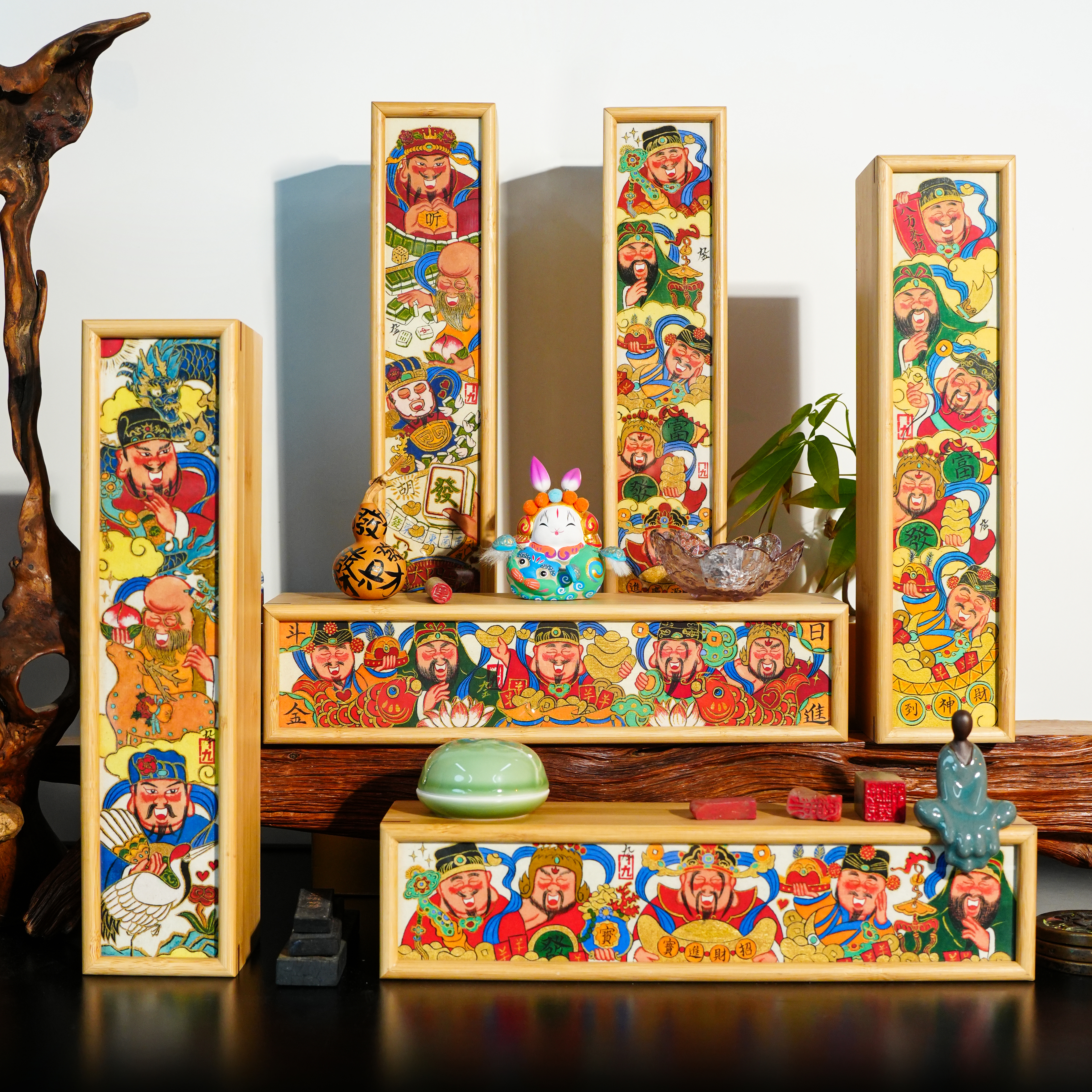 九金原创财神客厅装饰画玄关摆台