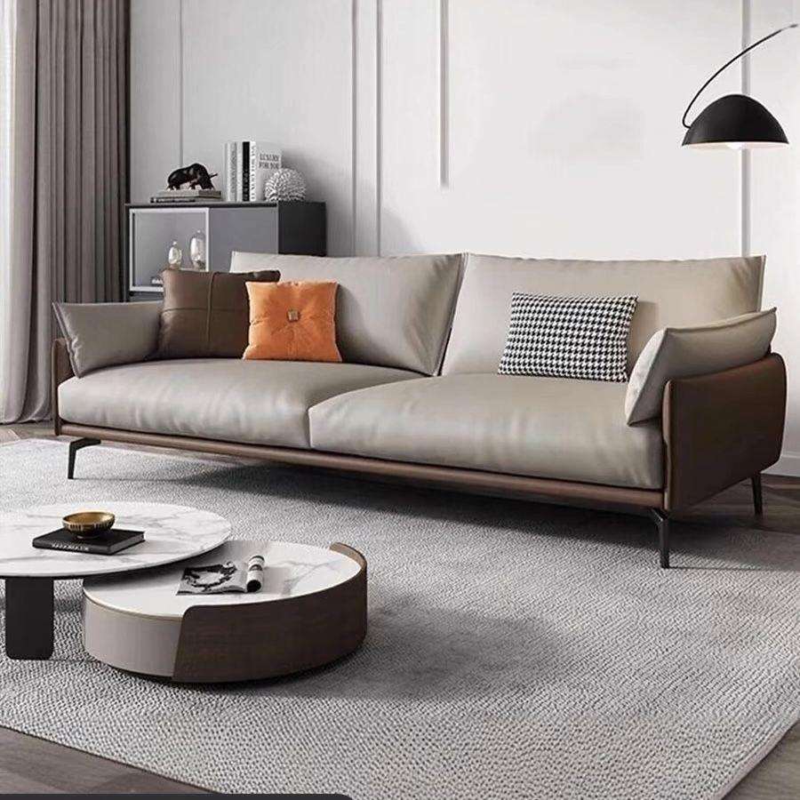 办公沙发意式三人位简约商务休闲会客接待室客厅沙发茶几组合