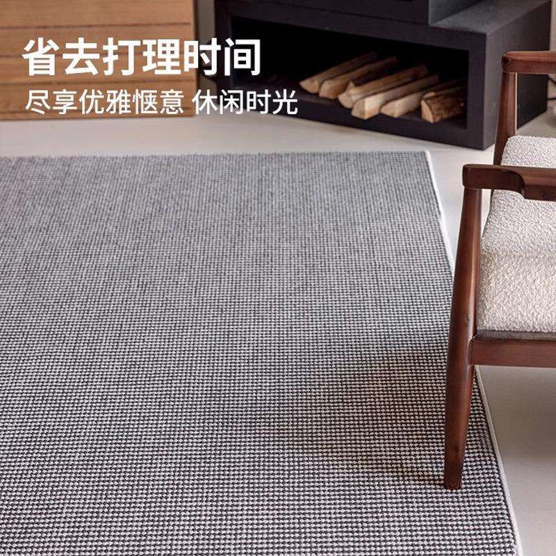 防水抗污双色黑白客厅地毯新款轻法式免洗打理地毯卧室床边地垫子
