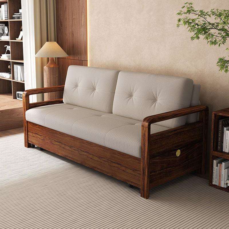 现货实木乌金木沙发床两用中式家用小户型客厅卧室书房单人沙发床