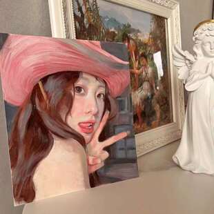 油画手绘照片人物代画肖像画宠物挂画定 做头像成品丙烯画