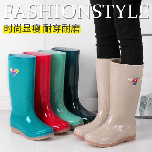 雨鞋女高筒防水鞋加绒保暖成人时尚中筒雨靴防滑水靴长筒工作胶鞋