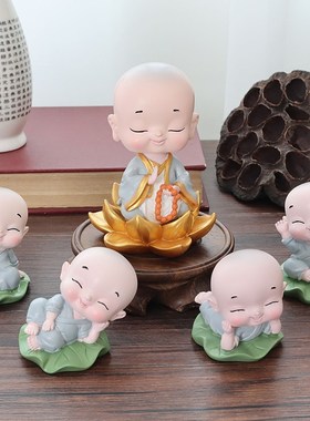 小和尚摆a件禅意桌面客厅办公室汽车装饰品可爱茶宠工艺品中式礼