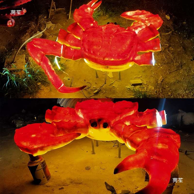 玻璃钢螃蟹小龙虾雕塑户外海洋动物模型摆件饭店门头章鱼装饰