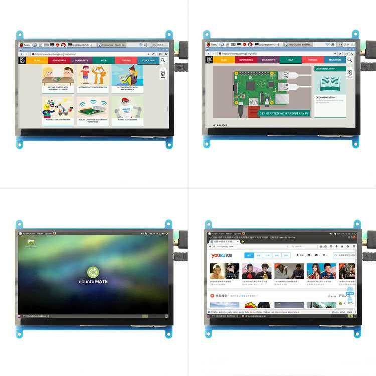 7寸树莓派LCD HDMI 显示屏 显示器 Raspberry Pi 3B+/4B 超清1024