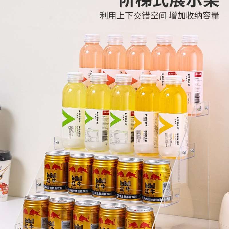 饮料置物架收银台商品摆放亚克力展示架便利店柜台小货架阶梯陈列图片