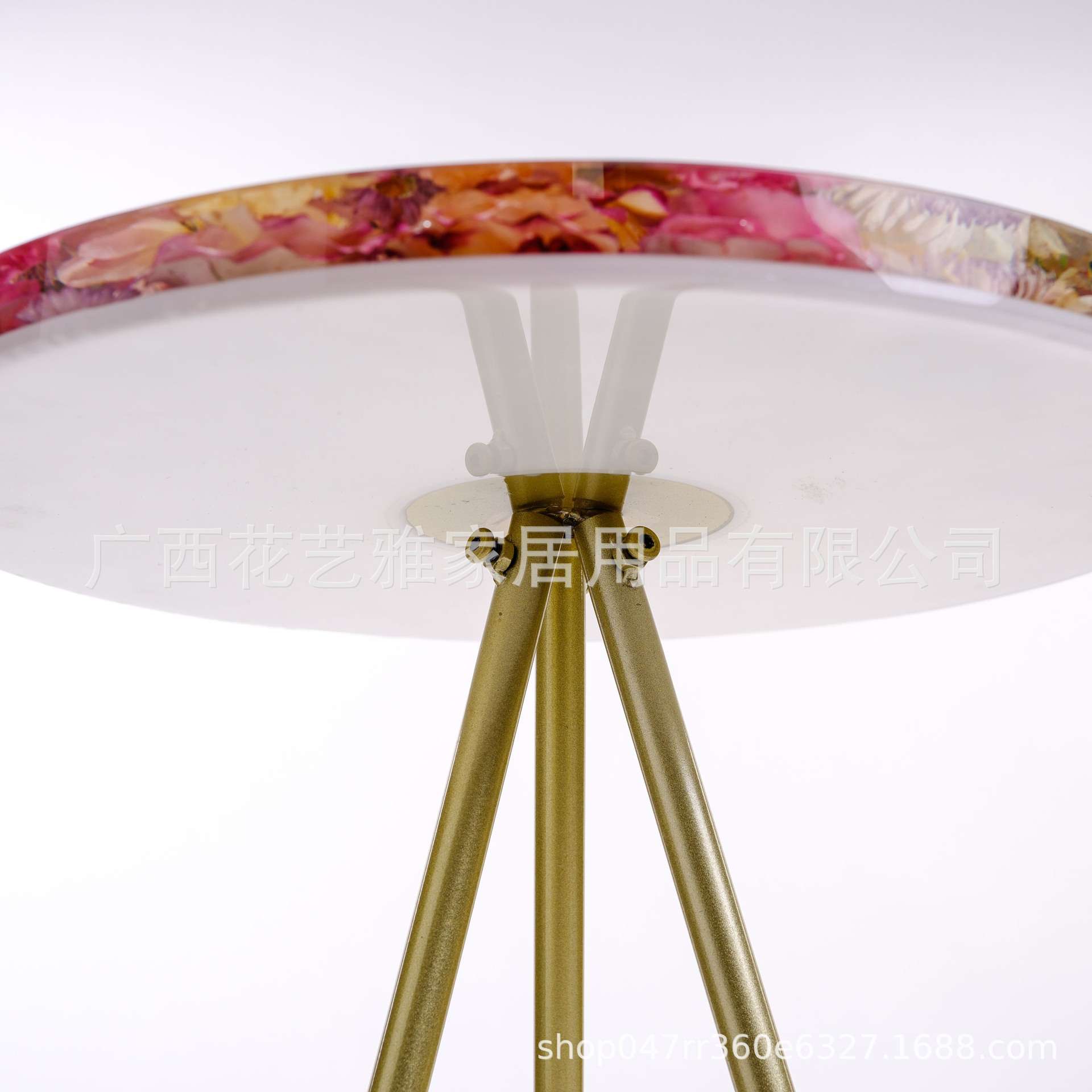 树脂真花镶嵌客厅茶几餐厅家具阳台喝茶桌圆形餐桌餐厅小桌子茶几