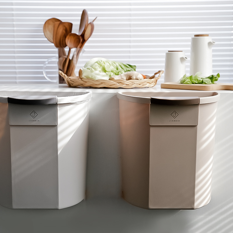 厨房垃圾桶挂式家用大号橱柜门收纳筒创L意厨余垃圾篓悬挂带刮板