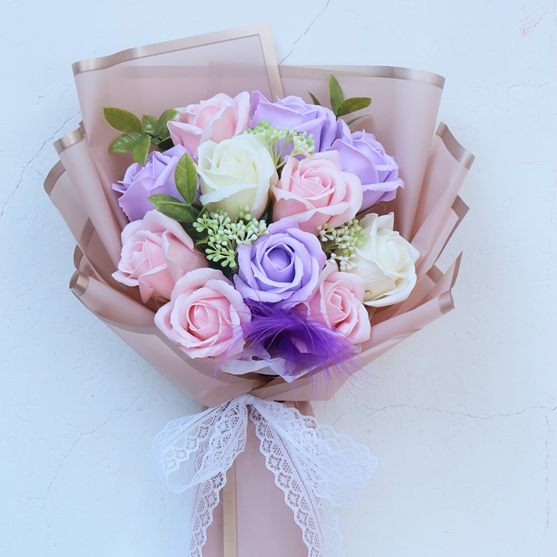 精美玫瑰香皂花花束成品u教师节礼物送老师女友闺蜜母亲生日礼品
