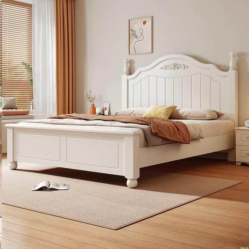 实木床现代简约主卧1米8双人床高端大气奶油风出租房用储物收纳床