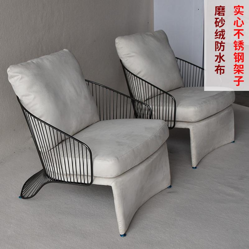现代客厅高端单人椅小户型会客休闲椅伊姆斯单椅不锈钢一人沙发