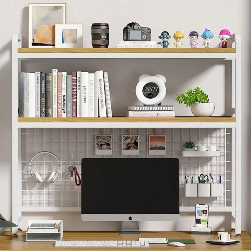 桌面多层简约书架多功能学生书桌上收纳置物架铁艺洞洞板可放桌面