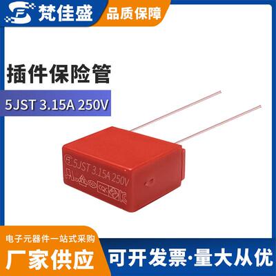 慢断型5JST 3.15A 250V 方形保险丝 8x4间距5mm 插件 方型保险管