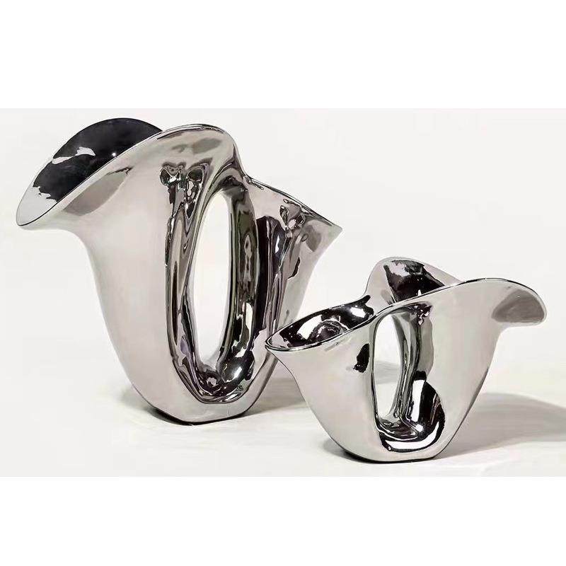 现代艺术家居电镀陶瓷银色花器茶几餐桌装饰摆件陶瓷花瓶,鲜花速递/花卉仿真/绿植园艺,割草机/草坪机,淘宝优惠券,粉丝福利购,淘宝优惠卷