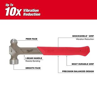 Milwaukee美沃奇48-22-9130-1磅钢制圆头锤木工安装锤铁锤敲击