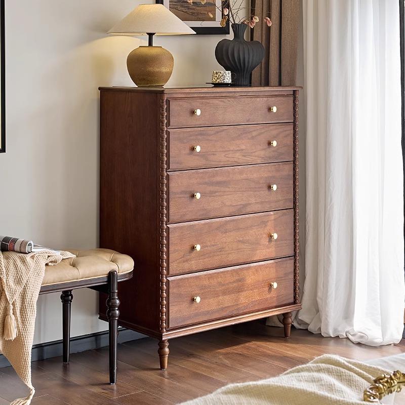法式复古五斗柜收纳柜实木储物柜卧室斗柜床尾收纳柜客厅靠墙