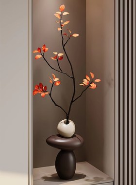 入户玄关客厅摆件时来运转花瓶x插花彷真绿色植物寓意好电视柜桌