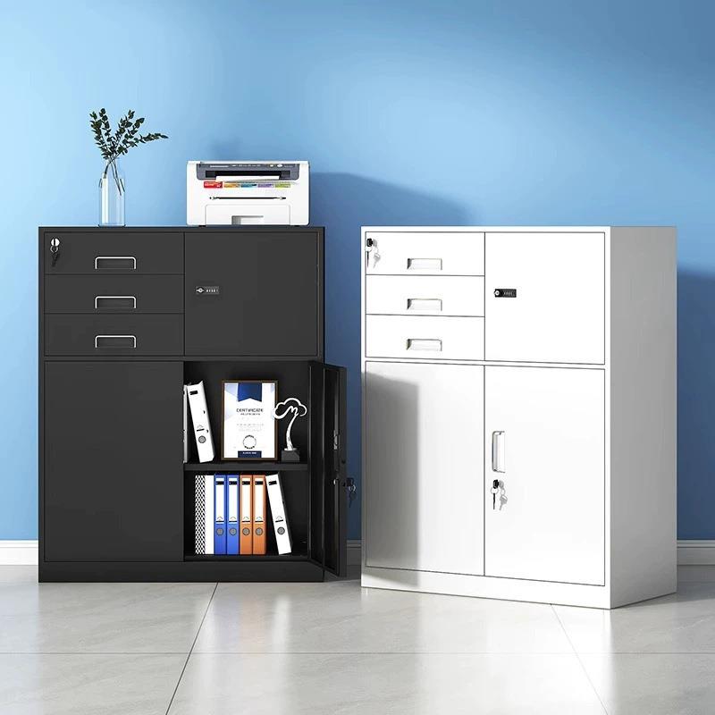 办公室文件柜资料铁皮家用矮柜抽屉带锁小柜子储物收纳落地钢制