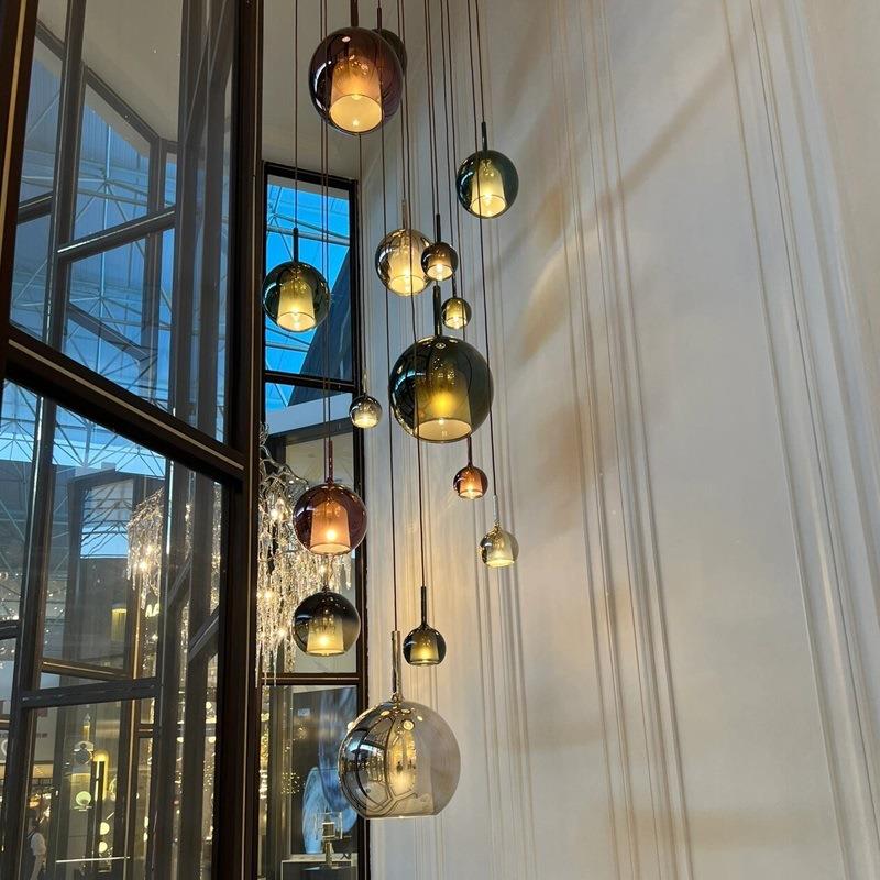 意式楼梯吊灯loft2025餐厅灯旋转新款网红别墅长吊灯轻奢复式楼