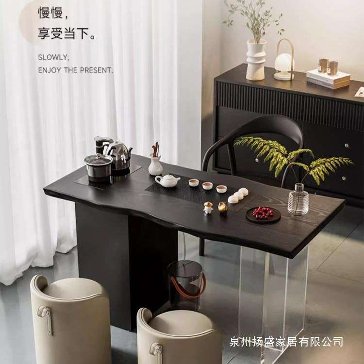 新中式实木泡茶桌椅 简约新款小型迷你原木茶桌 阳台休闲泡茶桌