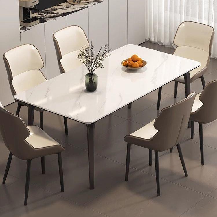 大象腿岩板餐桌椅意式组合家用小户型饭桌现代轻奢简约长方形桌子