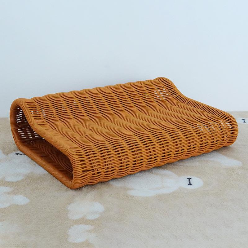 仿藤编夏季凉枕头护颈椎枕头靠枕手工编织透气枕头可水洗波浪枕