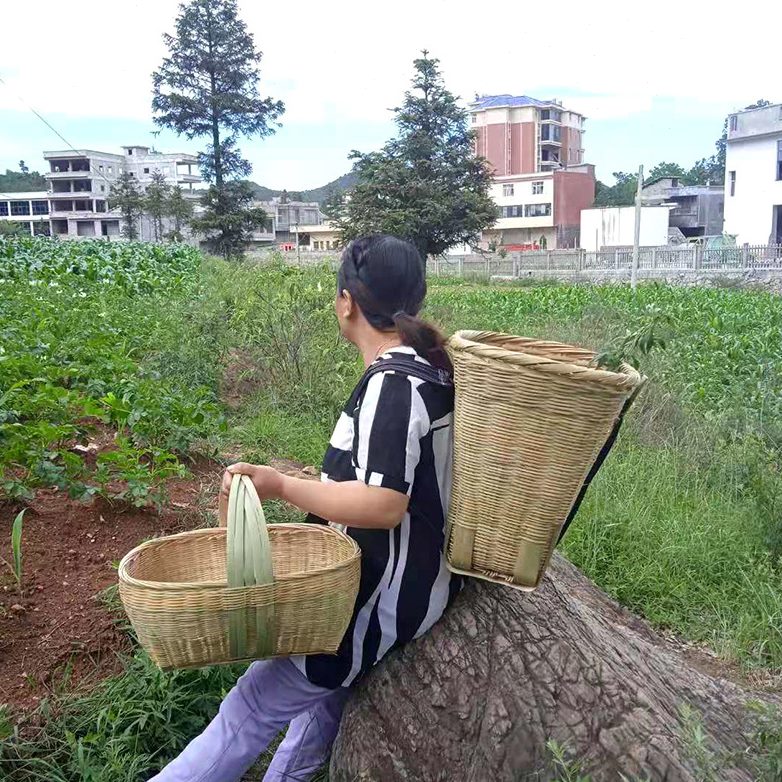 收纳篮罗从地背筐背篼背大产竹制品竹编收纳筐背箩箩背夹筐量优