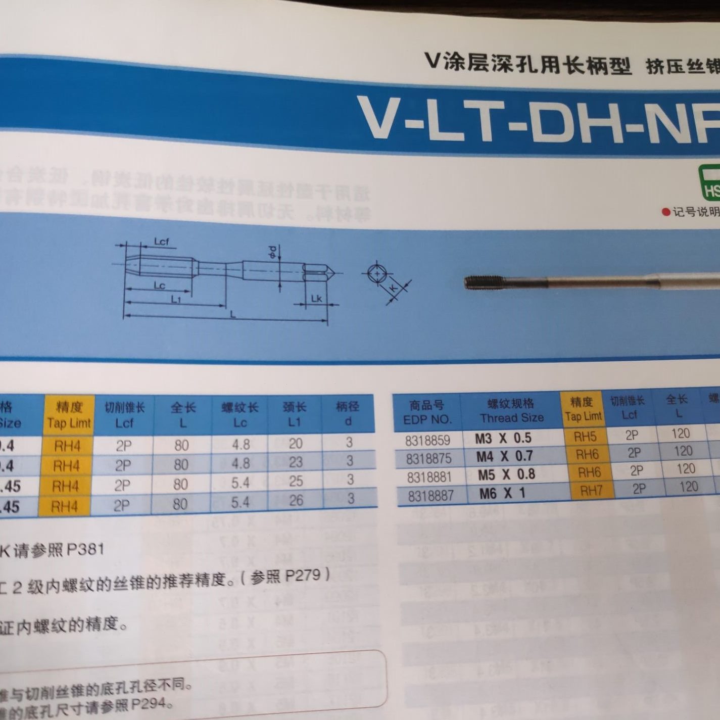 H原装进口-挤压深镀钴专用机日本T20L丝锥D用-NX1丝攻孔X1M6V-LRT