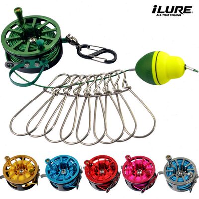 爱路亚新款不锈钢伸缩活鱼扣 渔轮鱼锁 活鱼扣轮路亚渔具