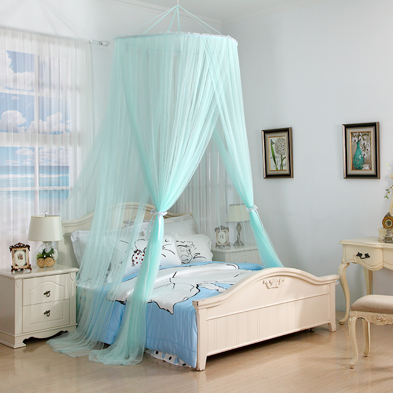 吊顶蚊帐欧式双人家用落地公主风加密x免安装圆顶1.2m/1.5m/1.8m