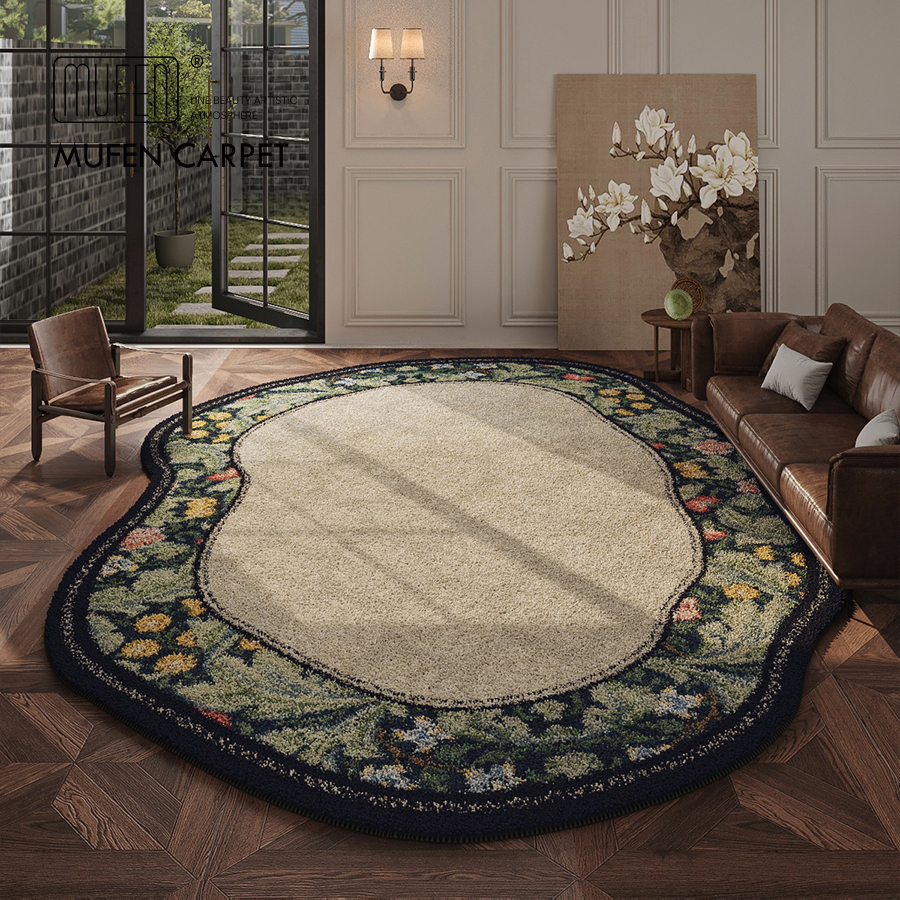 MUFEN 复古客厅地毯卧室w床边毯不规则异形沙发茶几高级仿羊绒地