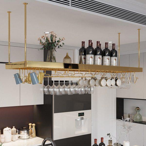 轻奢酒吧酒架悬挂红酒杯倒挂吧台吊架餐厅展示置物葡萄酒高脚杯架